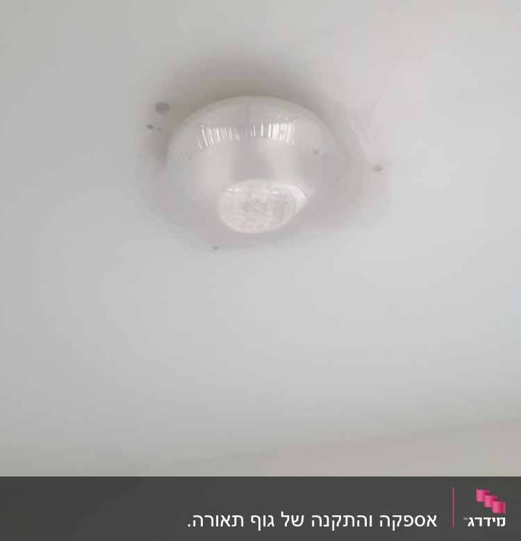 גלאי עשן מותקן על תקרה לבנה